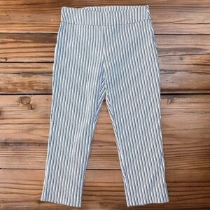 D.F.A New York‎ Women’s Size 12 Striped Flat Front Capri Pants White Slate Blue